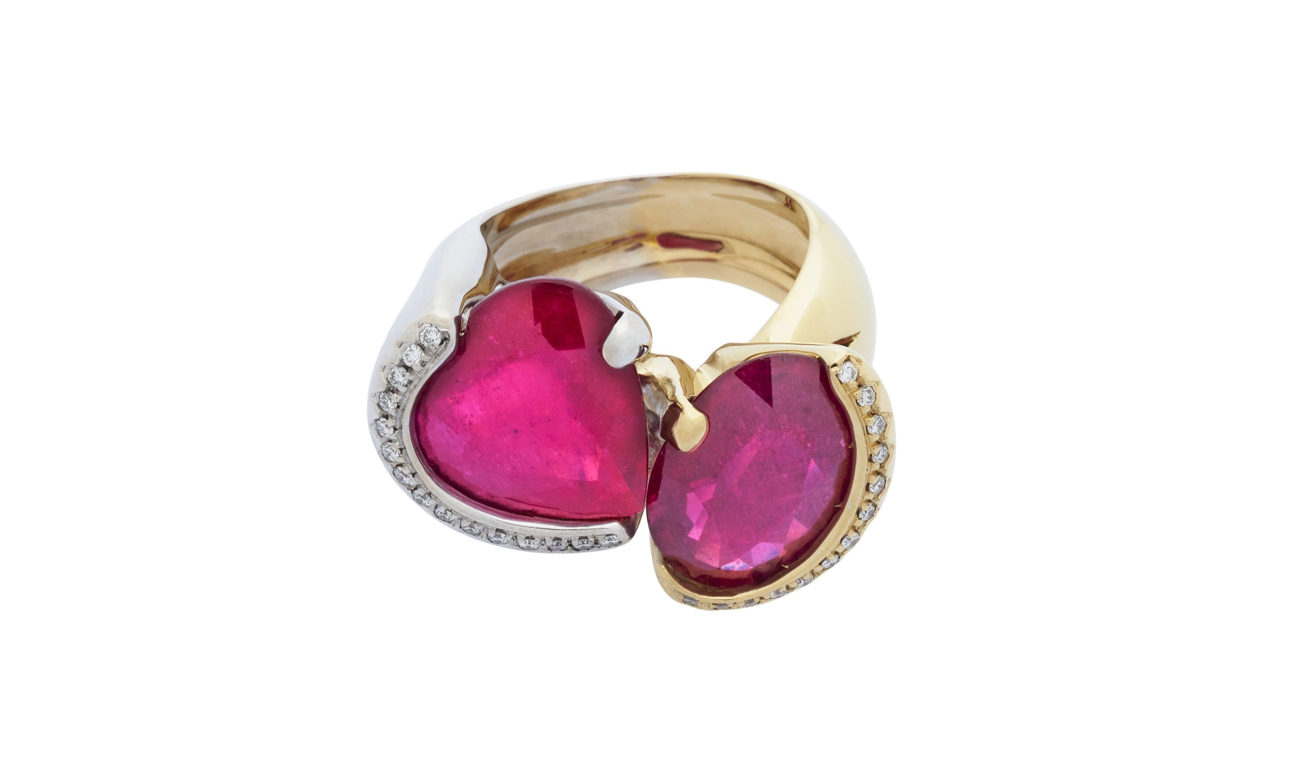 Ring MON AMOUR. Yellow and White Gold with Rubies and Diamonds.